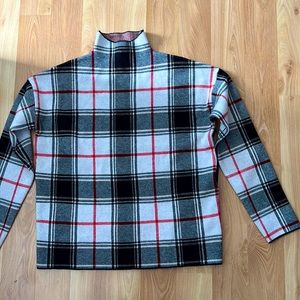 Tahari Mock Neck Plaid Sweater